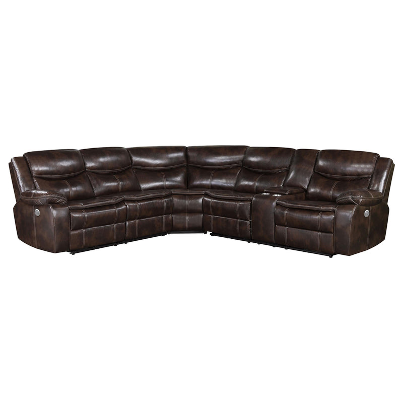 Sycamore Upholstered Power Reclining Sectional Sofa Brown - 610190P