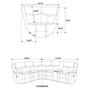 Sycamore Upholstered Power Reclining Sectional Sofa Grey - 610200P