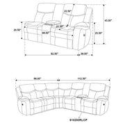 Sycamore Upholstered Power Reclining Sectional Sofa Grey - 610200P