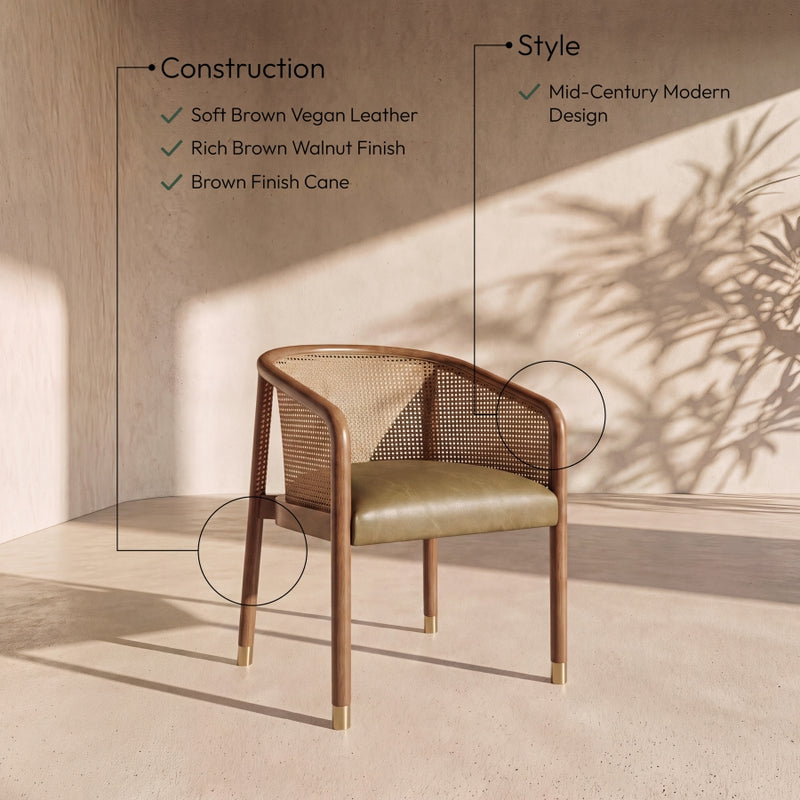 Sylvan Vegan Leather Upholstered Dining Chair in Brown, Set of 2 - 77087Brown-C