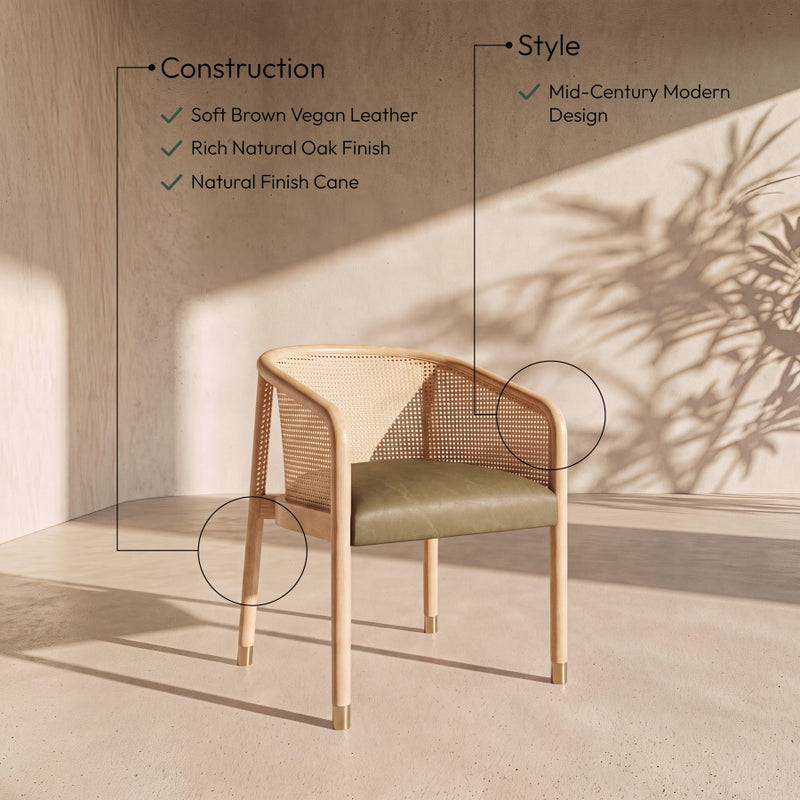 Sylvan Vegan Leather Upholstered Dining Chair in Brown, Set of 2 - 77088Brown-C