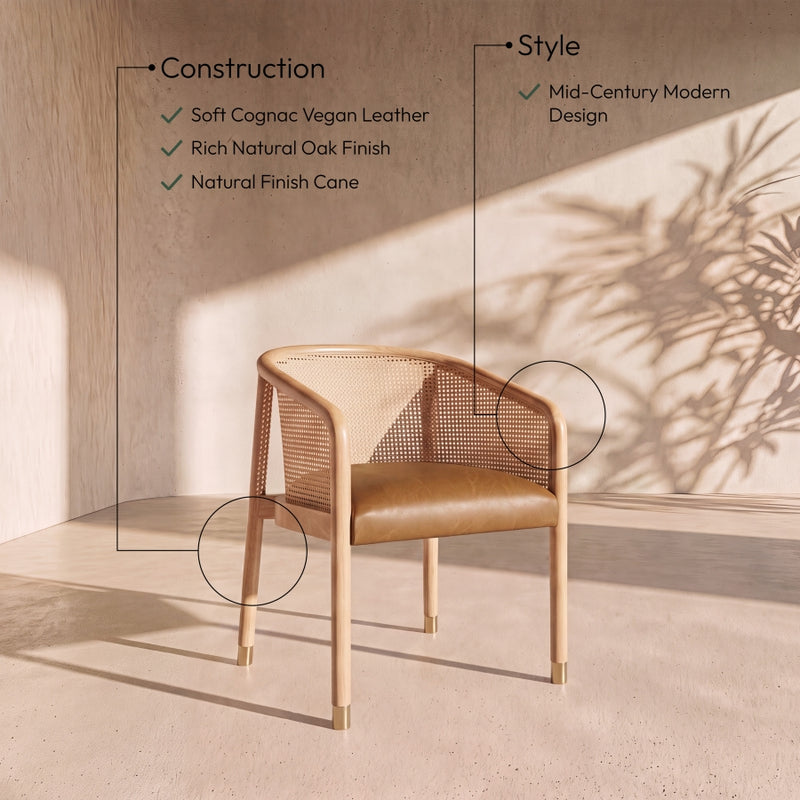 Sylvan Vegan Leather Upholstered Dining Chair in Cognac, Set of 2 - 77088Cognac-C