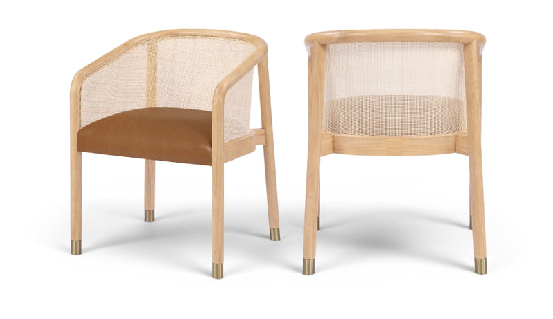 Sylvan Vegan Leather Upholstered Dining Chair in Cognac, Set of 2 - 77088Cognac-C