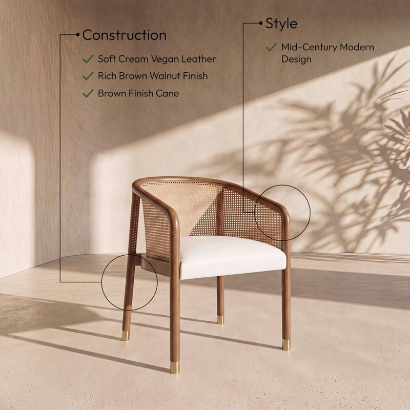 Sylvan Vegan Leather Upholstered Dining Chair in Cream, Set of 2 - 77087Cream-C