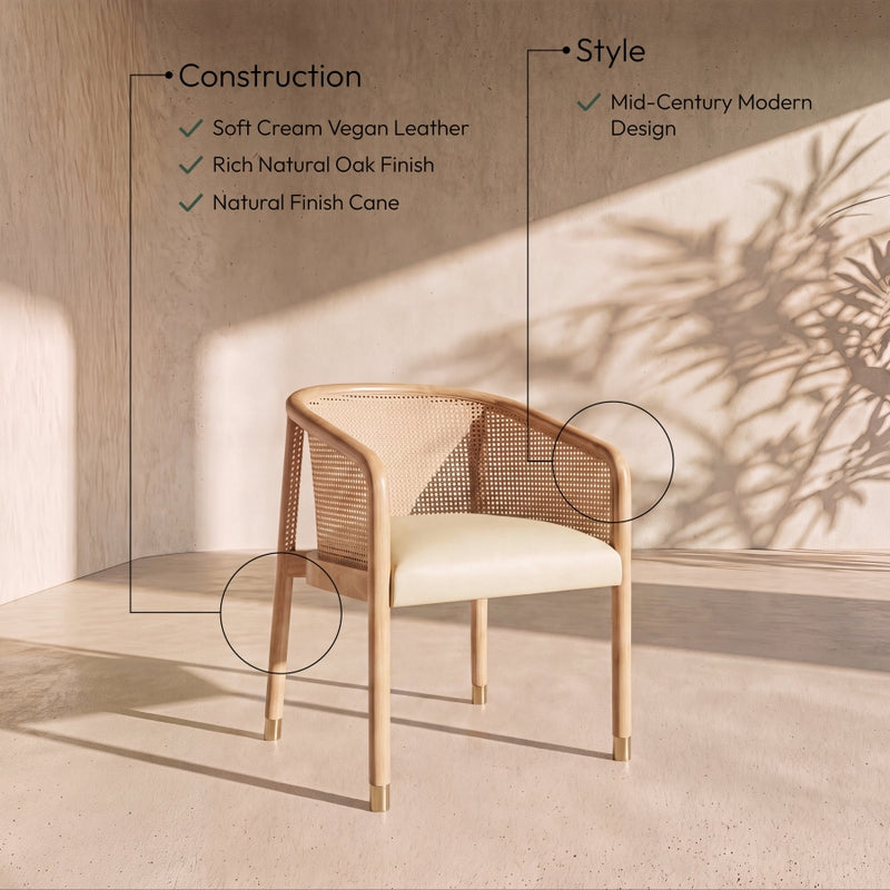 Sylvan Vegan Leather Upholstered Dining Chair in Cream, Set of 2 - 77088Cream-C