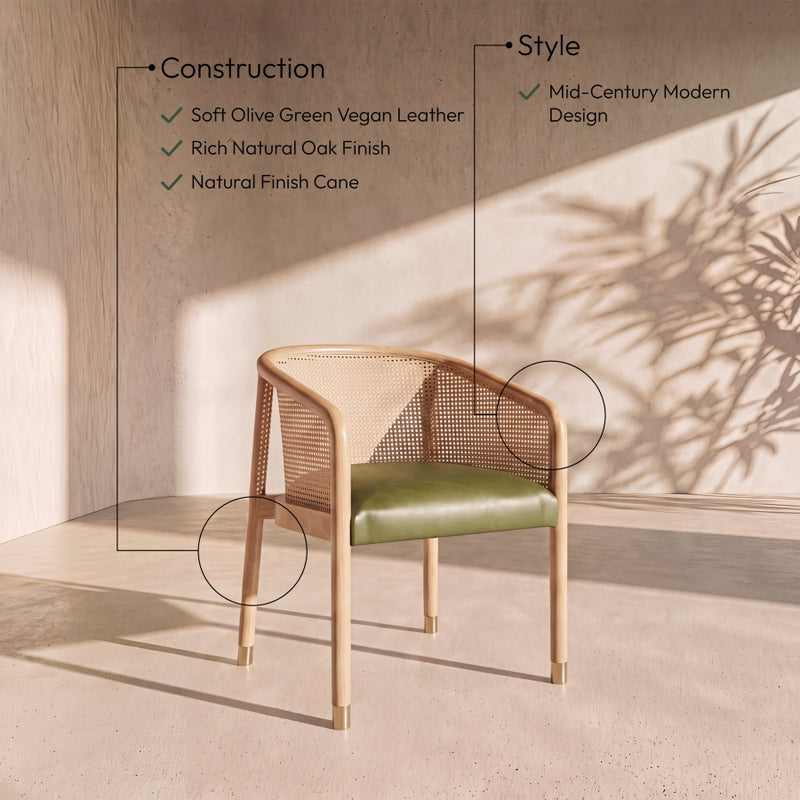 Sylvan Vegan Leather Upholstered Dining Chair in Olive, Set of 2 - 77088Olive-C