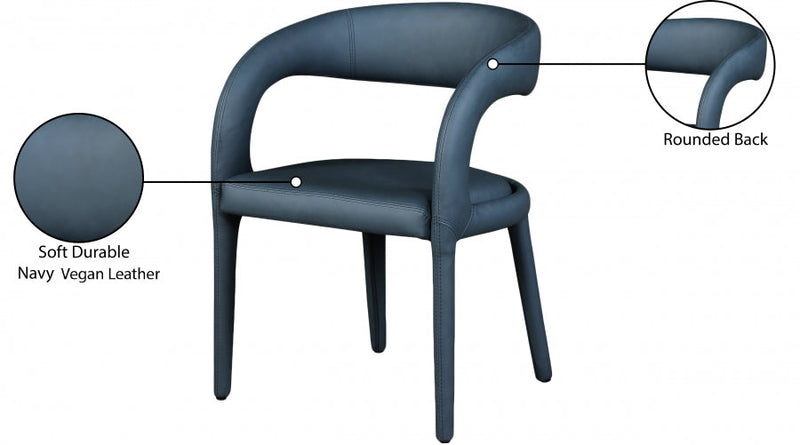 Sylvester Vegan Leather Upholstered Dining Chair in Blue - 987Navy-C