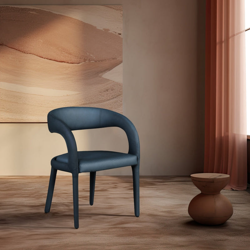 Sylvester Vegan Leather Upholstered Dining Chair in Blue - 987Navy-C