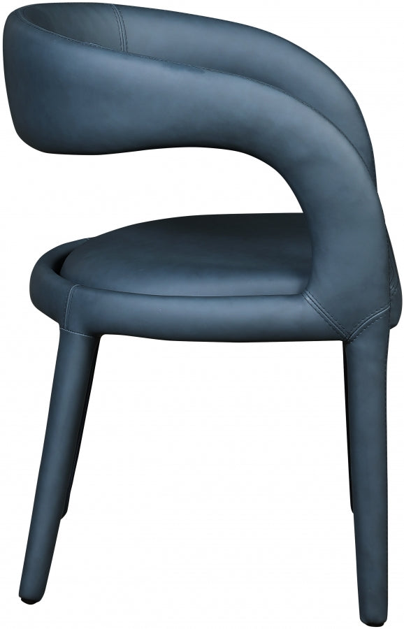 Sylvester Vegan Leather Upholstered Dining Chair in Blue - 987Navy-C
