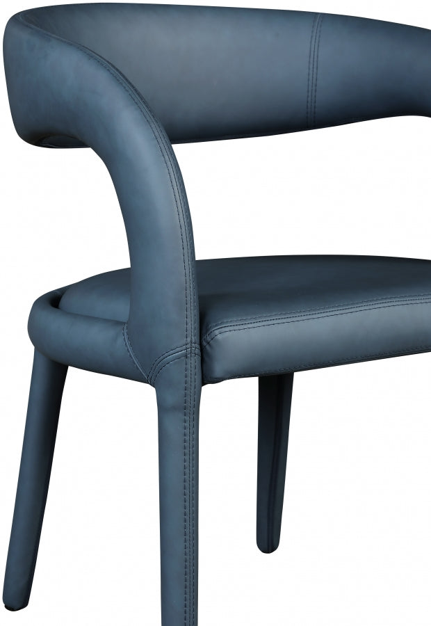 Sylvester Vegan Leather Upholstered Dining Chair in Blue - 987Navy-C