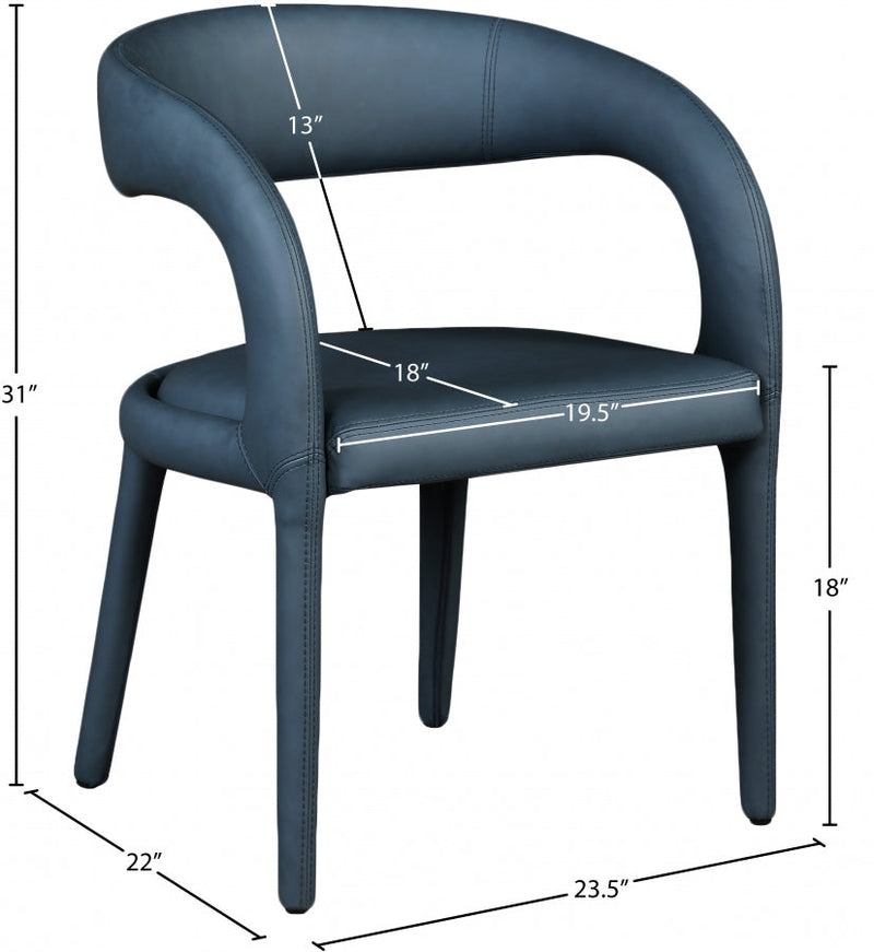 Sylvester Vegan Leather Upholstered Dining Chair in Blue - 987Navy-C