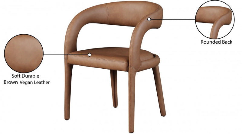 Sylvester Vegan Leather Upholstered Dining Chair in Brown - 987Brown-C