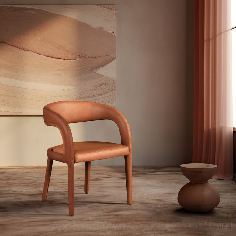 Sylvester Vegan Leather Upholstered Dining Chair in Cognac - 987Cognac-C