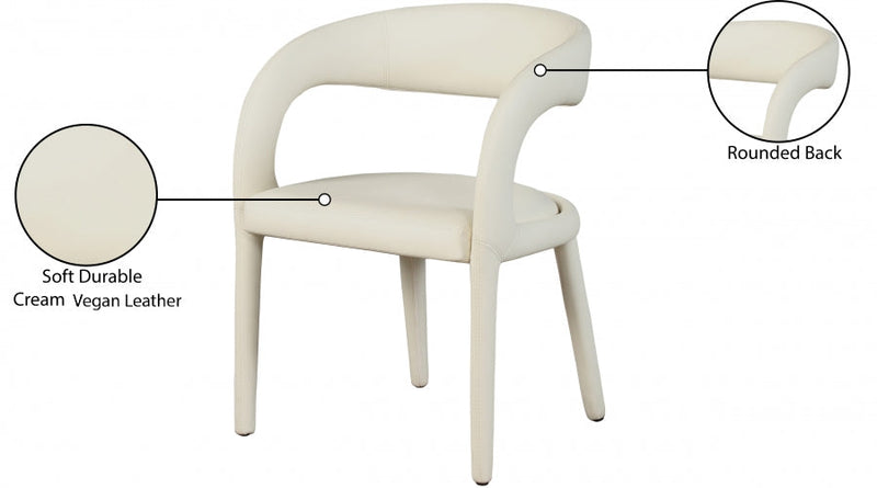 Sylvester Vegan Leather Upholstered Dining Chair in Cream - 987Cream-C