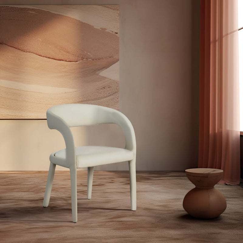 Sylvester Vegan Leather Upholstered Dining Chair in Cream - 987Cream-C