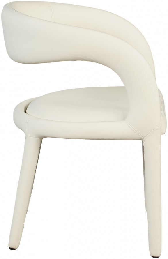 Sylvester Vegan Leather Upholstered Dining Chair in Cream - 987Cream-C