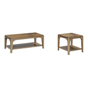 [T130-3PC-Set] Langford - 3PC Coffee Table Set, Solid Rubber Wood, MDF, Acaica Veneer, Brown Each - T130-3PC-Set