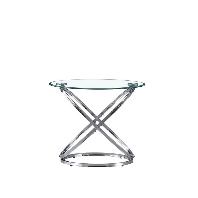[T158-E-Table] Helix - End Table (Chrome), Metal, Glass, Chrome Box of 2 - T158-E-Table