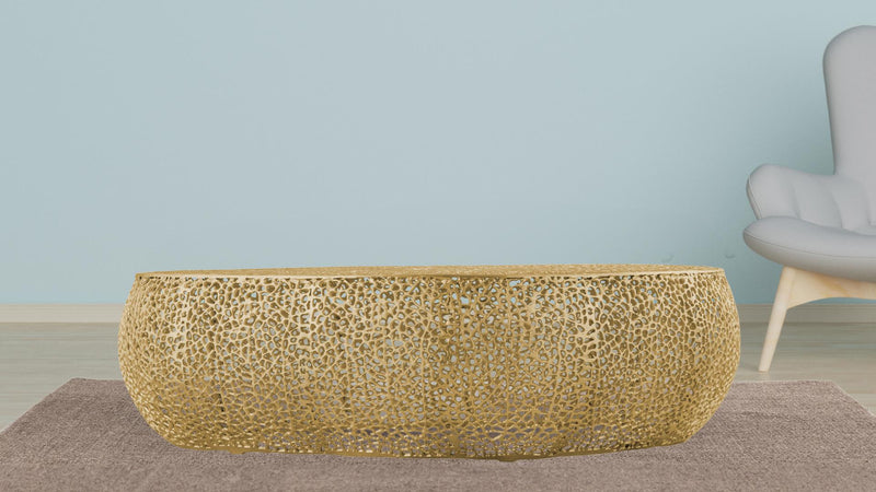 T3601-50 Oval Coffee Table Gold - T3601-50 Oval Coffee Table Gold