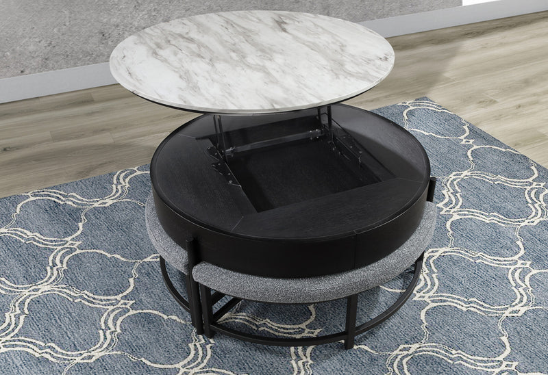 T42 Black Coffee Table With 3 Stools - T42CT+3 STOOLS-BLK