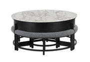 T42 Black Coffee Table With 3 Stools - T42CT+3 STOOLS-BLK
