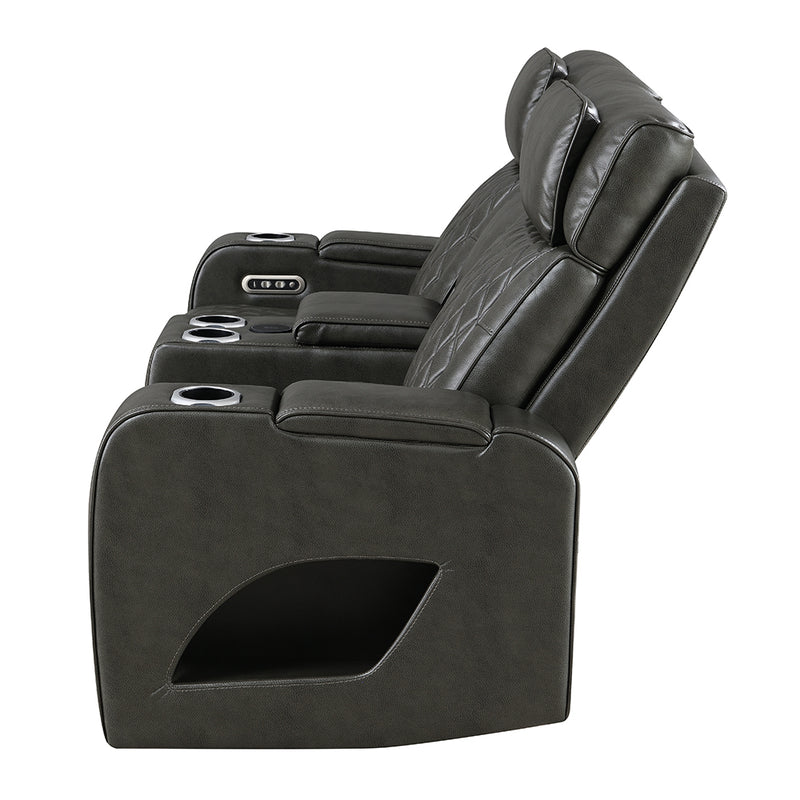 Taddeo Power Motion Loveseat w/Console, Speaker, USB, Wireless Charger & LED - LV06231