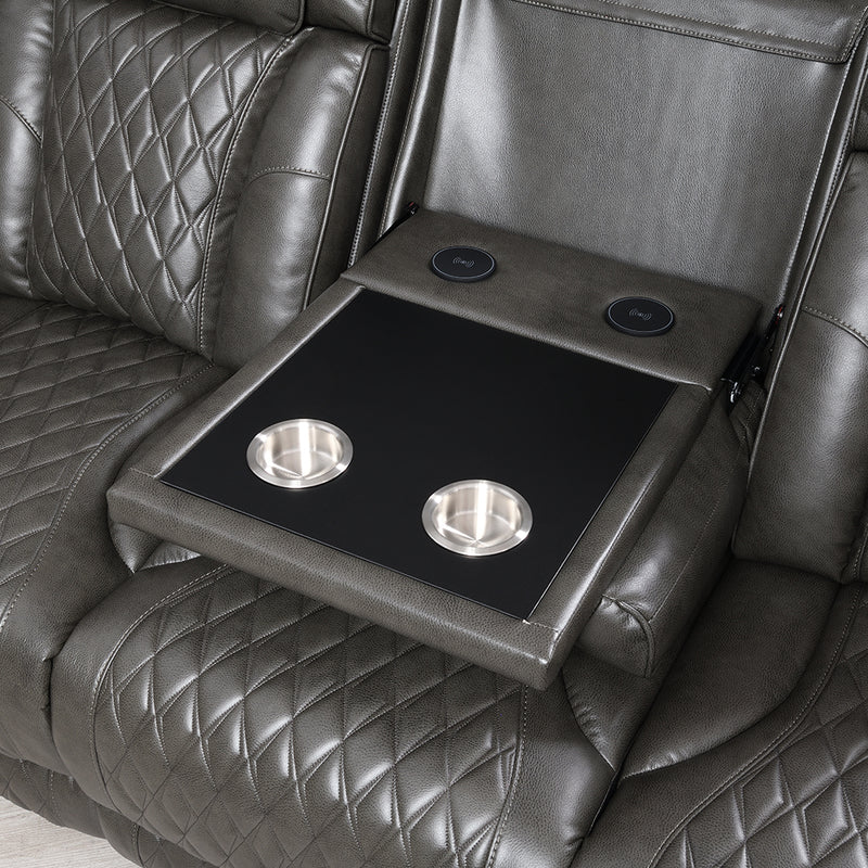 Taddeo Power Motion Sofa w/Power Headrest, USB, Wireless Charger, LED & Reading Light - LV06230