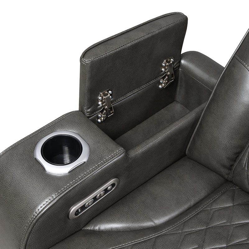 Taddeo Power Motion Sofa w/Power Headrest, USB, Wireless Charger, LED & Reading Light - LV06230