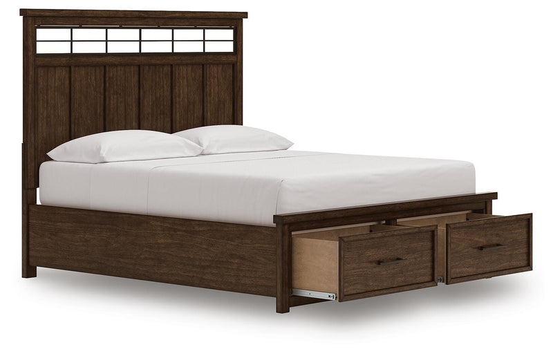 Taffenbrook Medium Brown California King Panel Storage Bed - B849B5