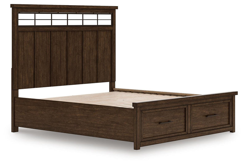 Taffenbrook Medium Brown California King Panel Storage Bed - B849B5