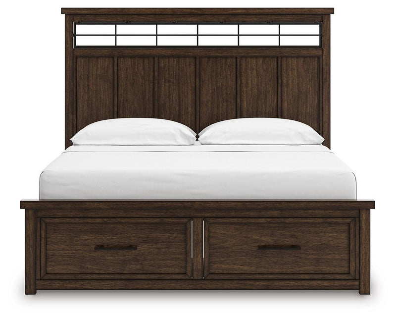 Taffenbrook Medium Brown California King Panel Storage Bed - B849B5