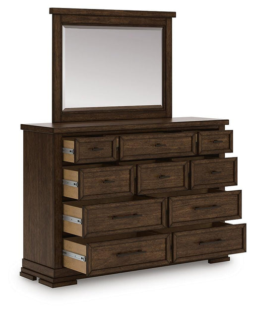 Taffenbrook Medium Brown Dresser and Mirror - B849B1