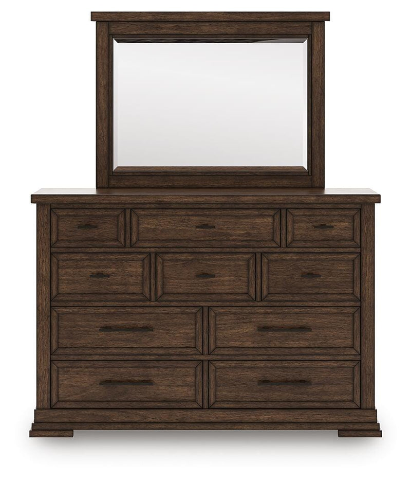 Taffenbrook Medium Brown Dresser and Mirror - B849B1