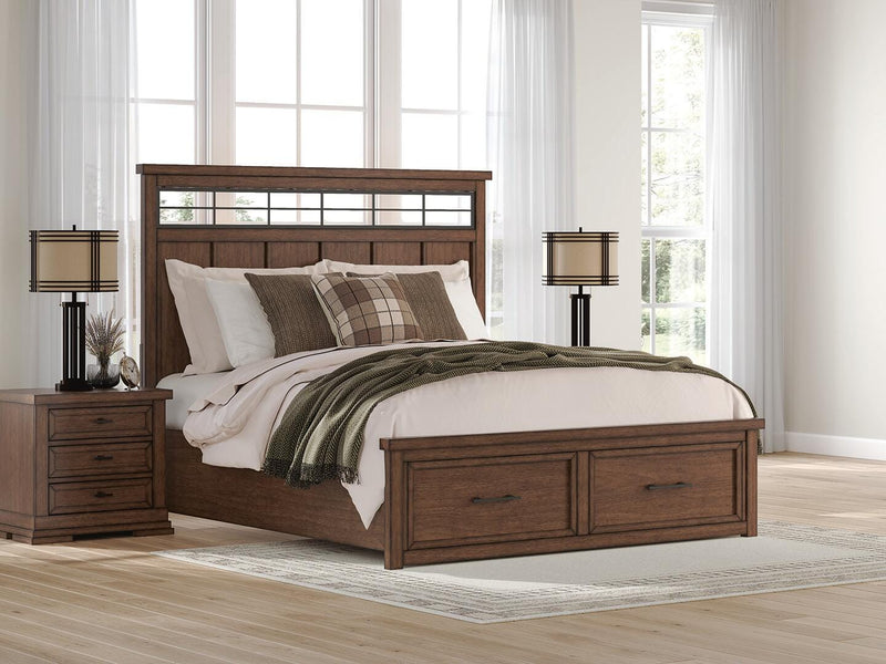 Taffenbrook Medium Brown King Panel Storage Bed - B849B4