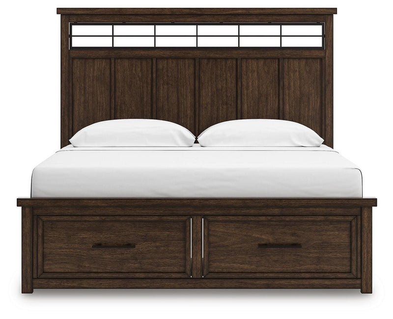 Taffenbrook Medium Brown King Panel Storage Bed - B849B4