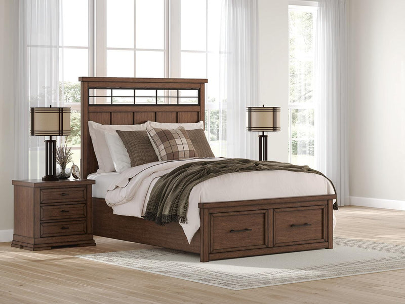 Taffenbrook Medium Brown Queen Panel Storage Bed - B849B2