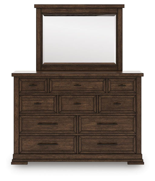 Taffenbrook Queen Panel Storage Bed, Dresser and Mirror - B849B3