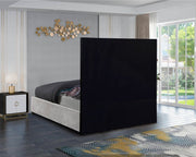 Taj Velvet King Bed Cream - Gate FurnitureKing Bed