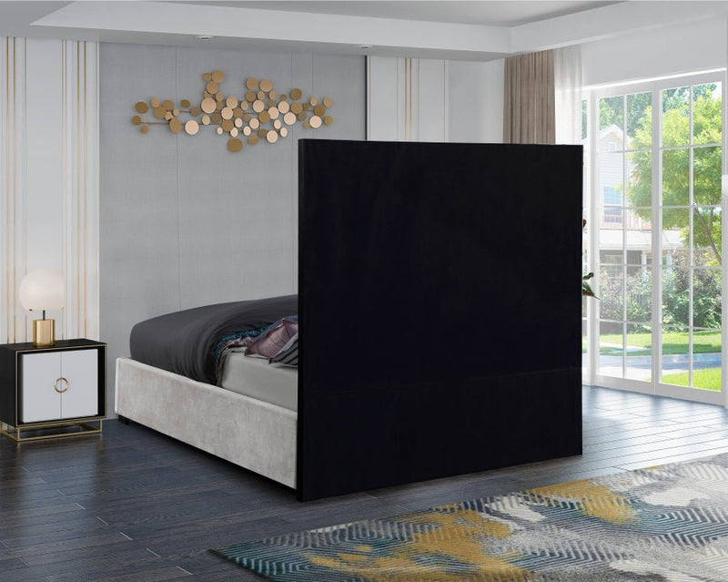 Taj Velvet King Bed Cream - Gate FurnitureKing Bed