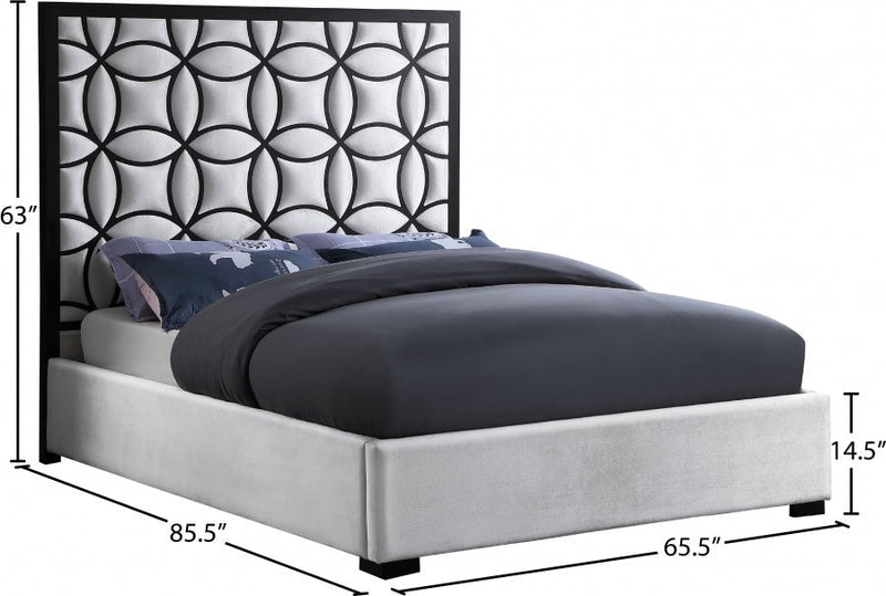Taj Velvet Queen Bed Cream - Gate FurnitureQueen Bed