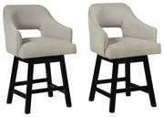 Tallenger 2-Piece Bar Stool in Linen/Brown - PKG008404