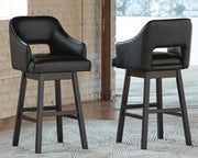 Tallenger Black/Dark Brown Bar Height Bar Stool (Set of 2) - D380-930X2