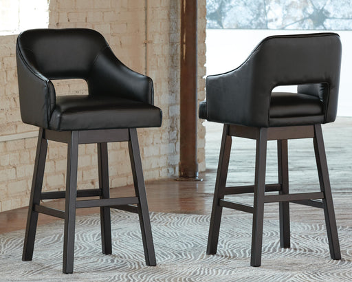 Tallenger Black/Dark Brown Bar Height Bar Stool (Set of 2) - D380-930X2