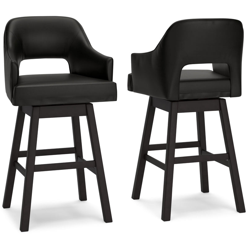 Tallenger Black/Dark Brown Bar Height Bar Stool (Set of 2) - D380-930X2
