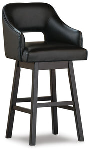 Tallenger Black/Dark Brown Bar Height Bar Stool (Set of 2) - D380-930X2