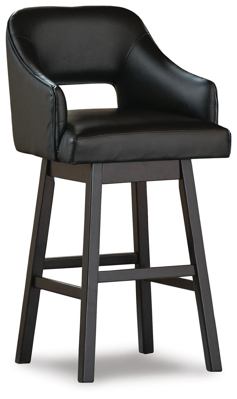 Tallenger Black/Dark Brown Bar Height Bar Stool (Set of 2) - D380-930X2