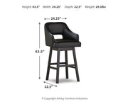 Tallenger Black/Dark Brown Bar Height Bar Stool (Set of 2) - D380-930X2