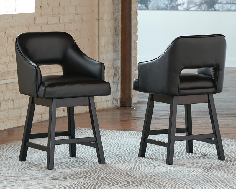 Tallenger Black/Dark Brown Counter Height Bar Stool (Set of 2) - D380-924X2