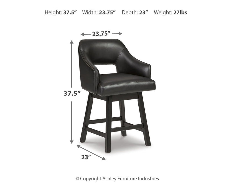 Tallenger Black/Dark Brown Counter Height Bar Stool (Set of 2) - D380-924X2