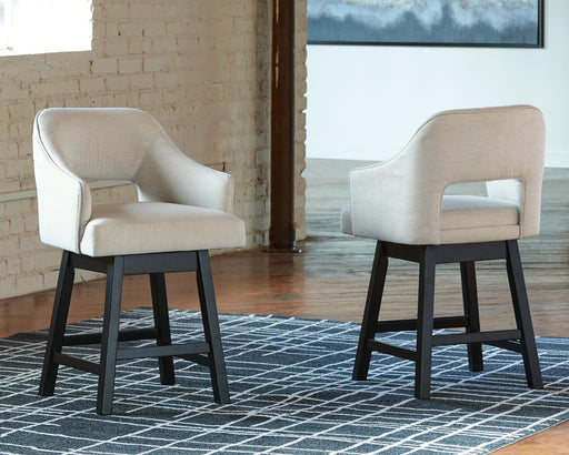 Tallenger Linen/Brown Counter Height Bar Stool (Set of 2) - D380-724X2